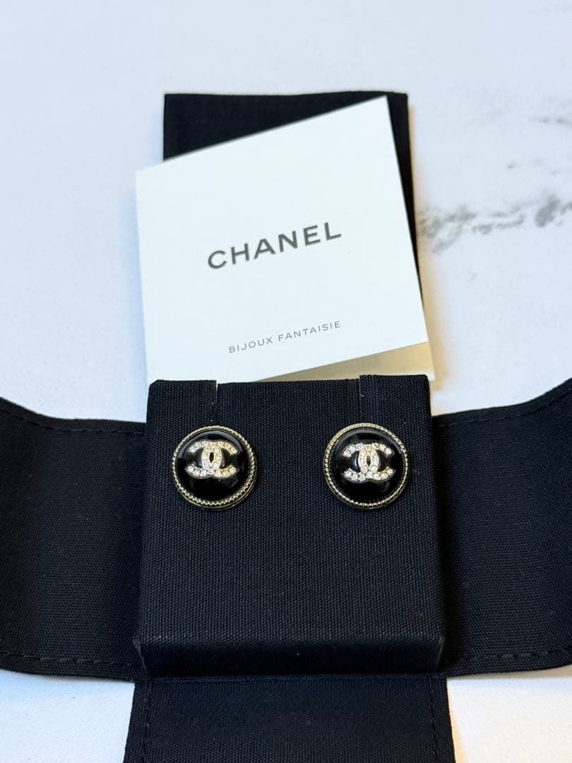 【正規品】CHANEL ココマーク ブラックピアス