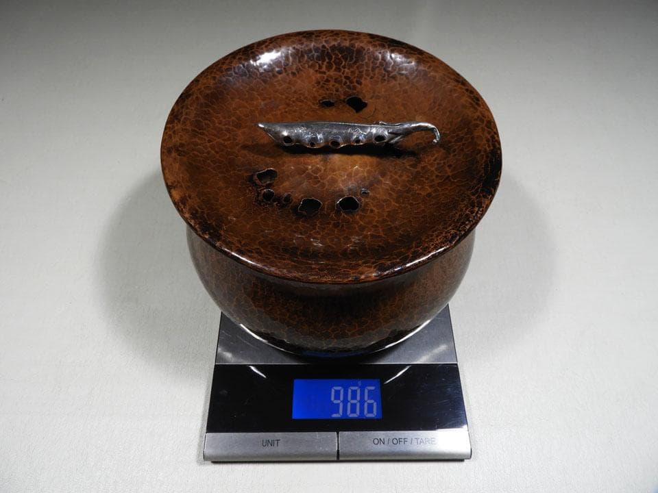 ●清雅堂造 別注一品物 西方正 打上 銅 建水 銀摘 さやえんどう 略歴栞 共箱