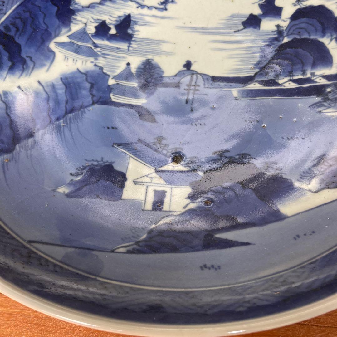 古伊万里染付風景図大皿