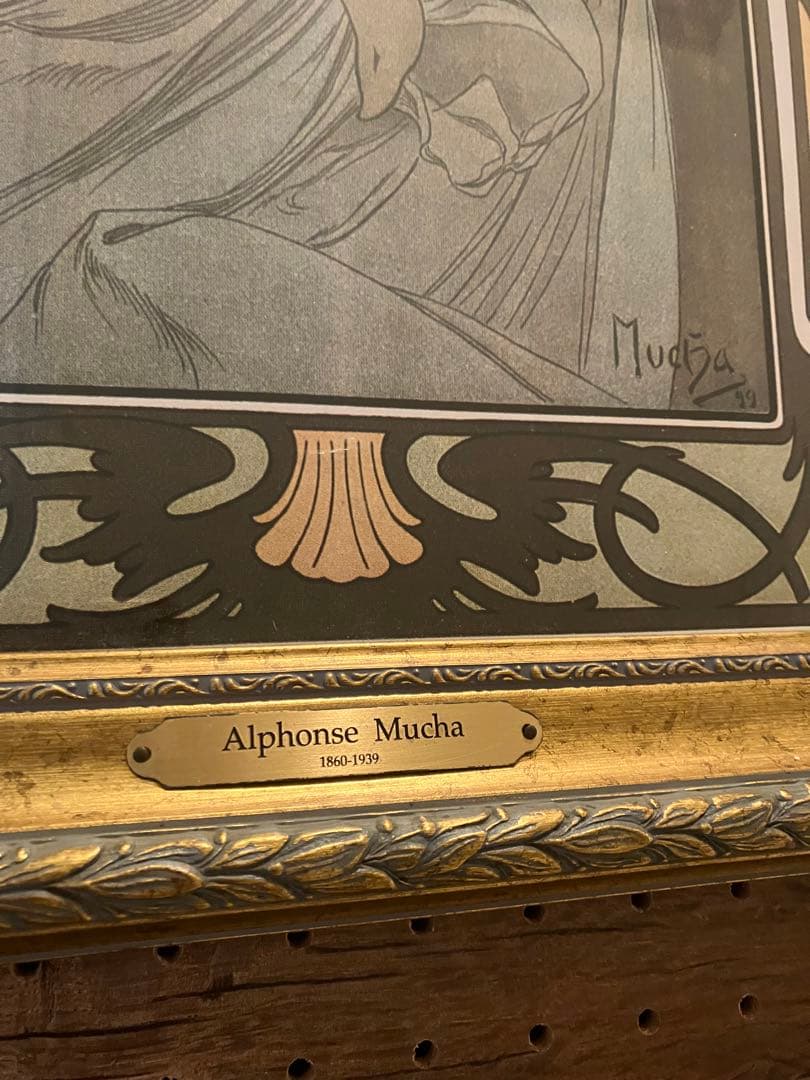 ミュシャ　額装リトグラフ　夜のやすらぎ