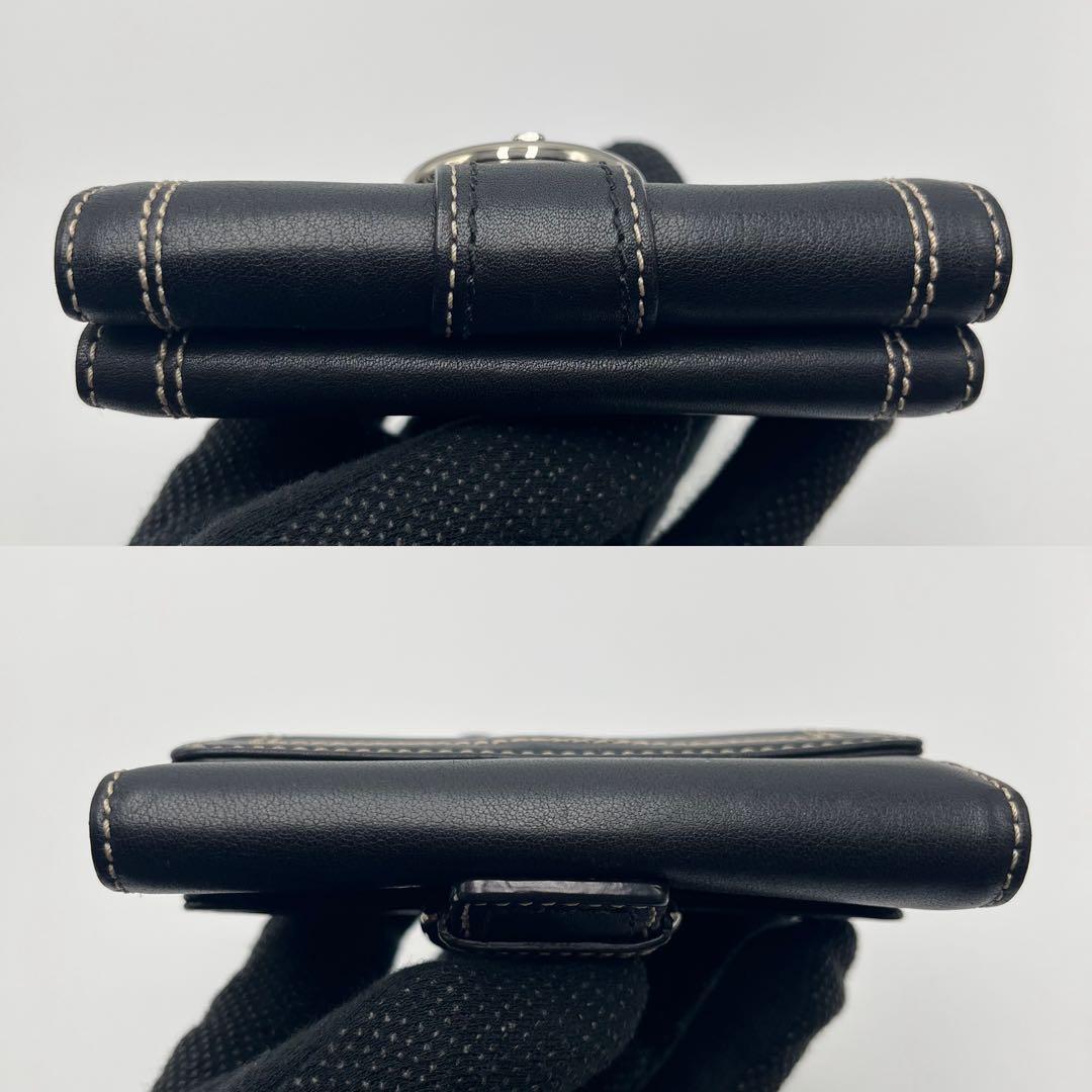 希少 コーチ 三つ折り財布 ソーホー ブラック コンパクトウォレット ベルト