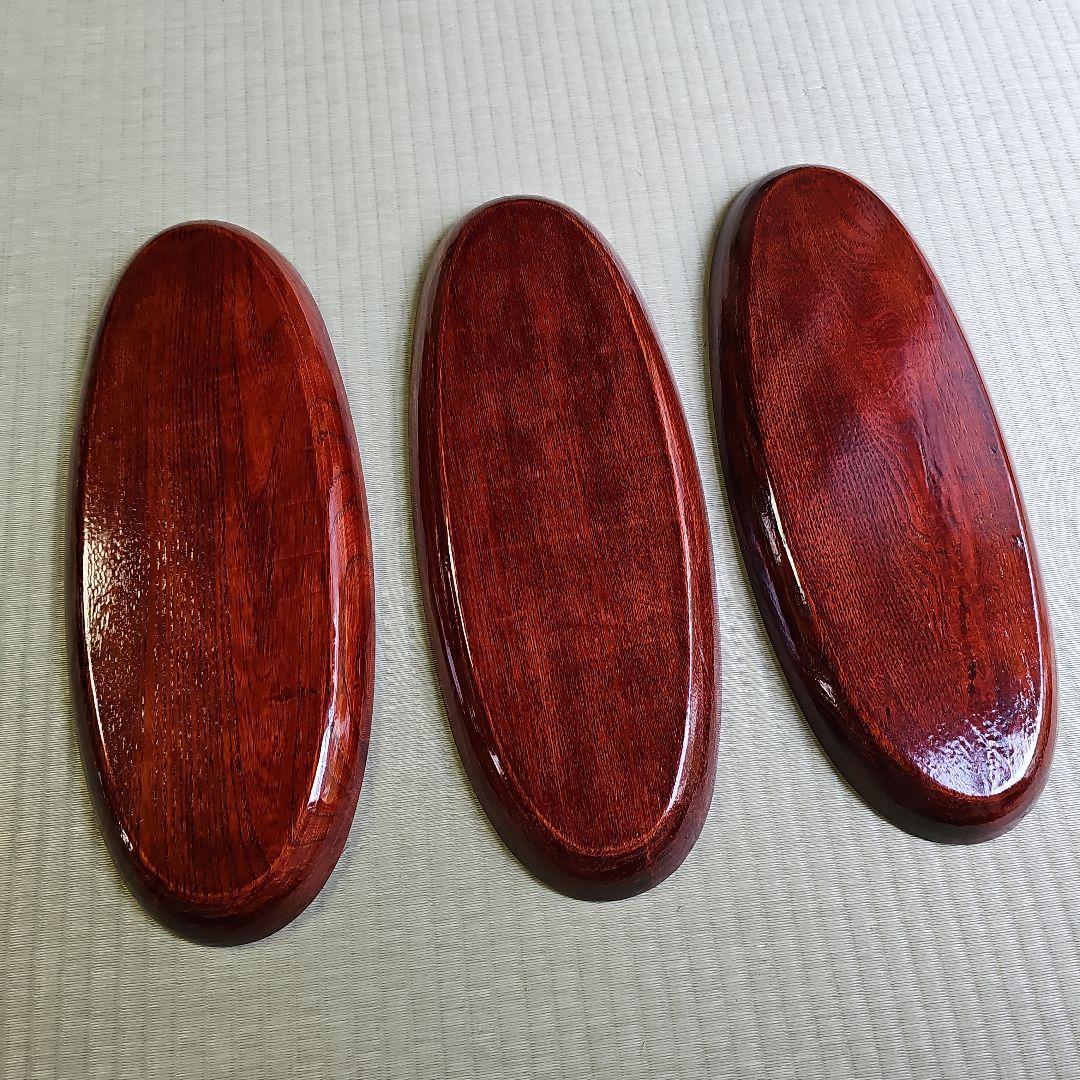 昭和レトロ/1950年代物】漆塗りお盆 天然木製品トレー 茶色 前菜盆3客セット