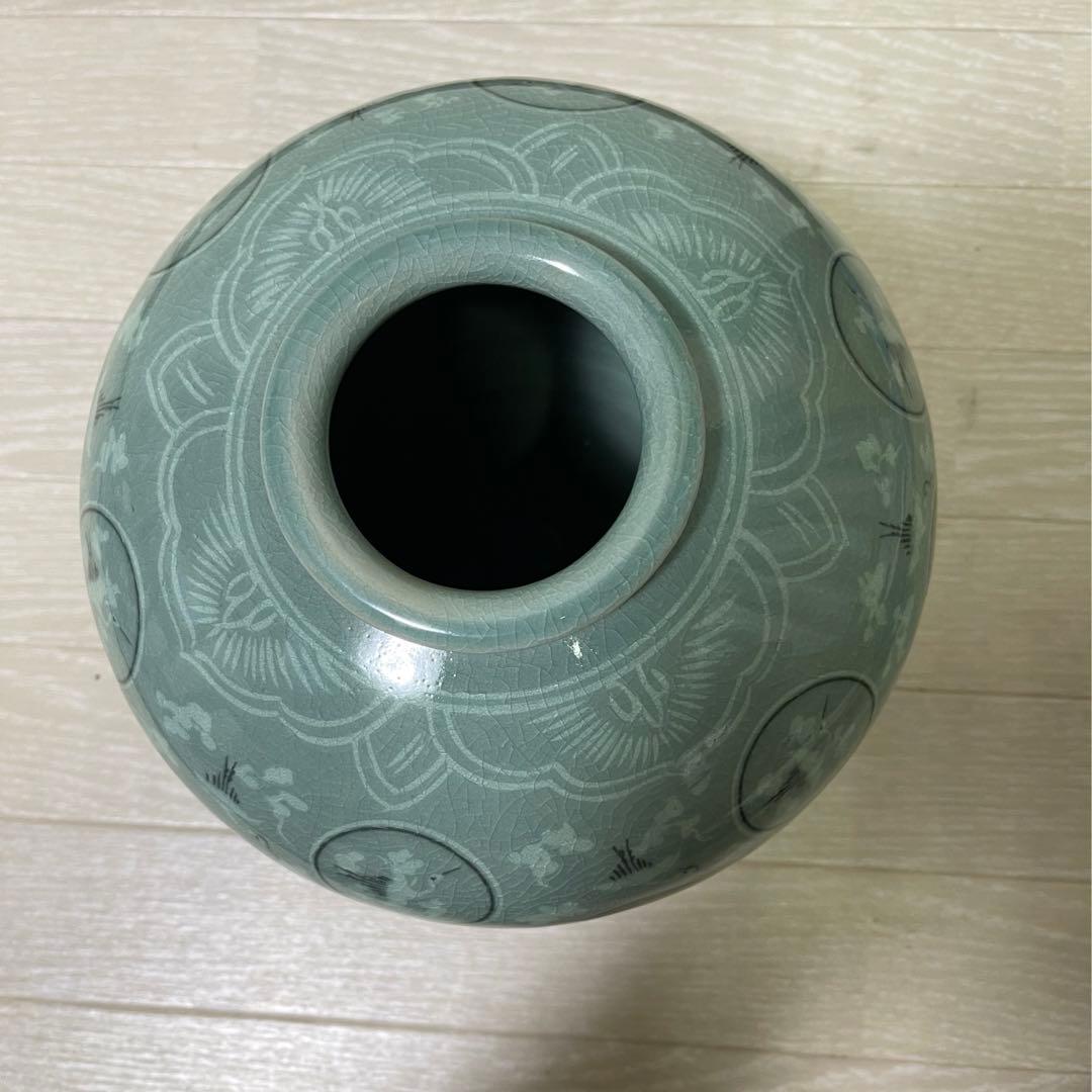 壺 高羅青磁 韓国 コレクション 鶴 水岩 花瓶 骨董品 美術品 アンティーク