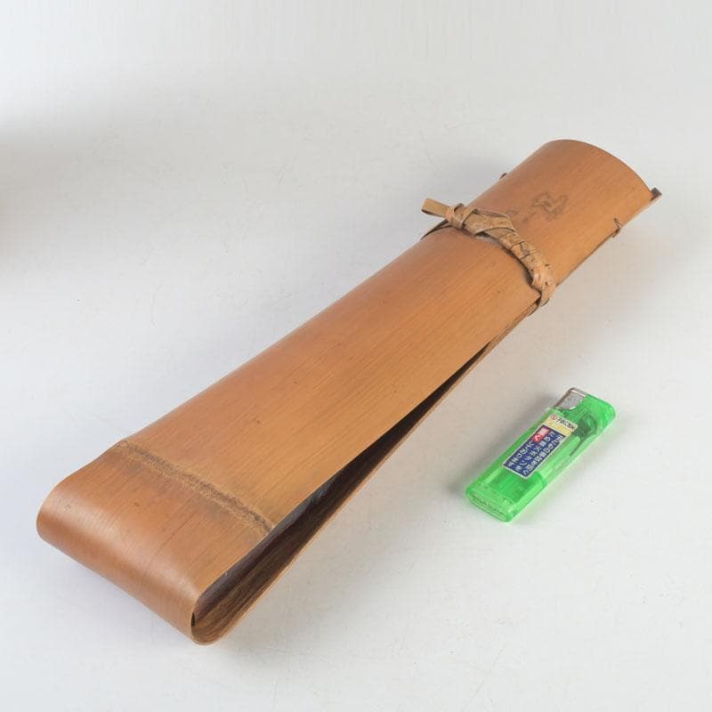 茶道具　石山旭波作　巾広長篭　花入　花篭　共箱　V　9719