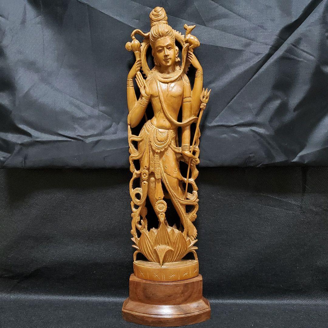 シヴァ神 インド神 木彫刻 仏像 観音 釈迦 仏様 如来 骨董品 仏教 宗教