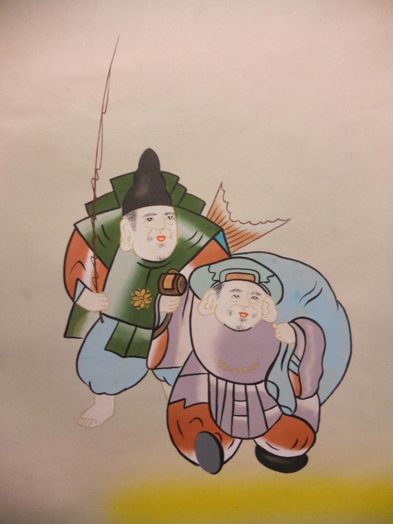 掛け軸 清水華萌 開運縁起之図 一富士二鷹三茄子 絹本 希少 茶道具 掛軸