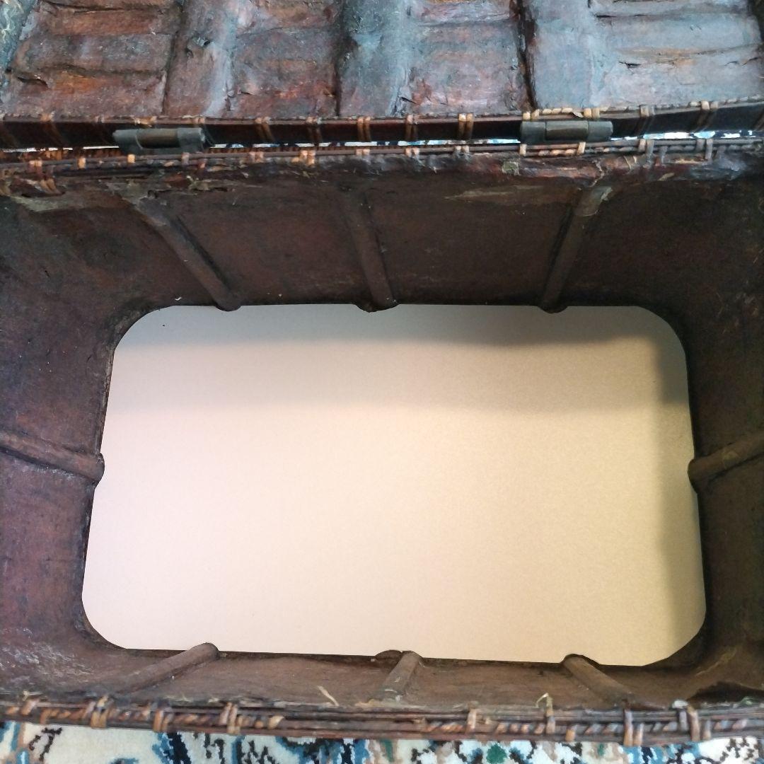 時代物 中国 持ち手付 籠 茶箱 茶道具 提籃 アンティーク