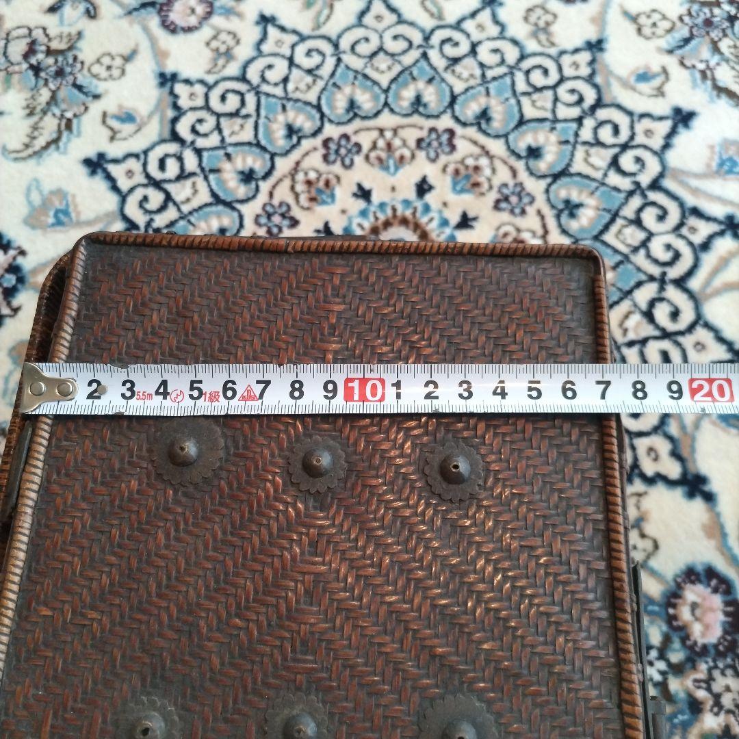 時代物 中国 持ち手付 籠 茶箱 茶道具 提籃 アンティーク