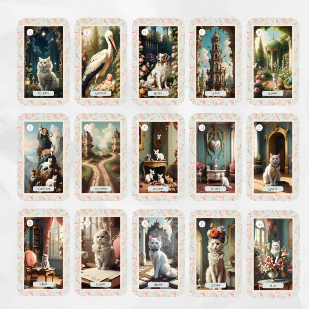 入荷1点のみ✨スペイン作家のキュートデッキ✨柔らか猫ちゃんのルノルマンカード
