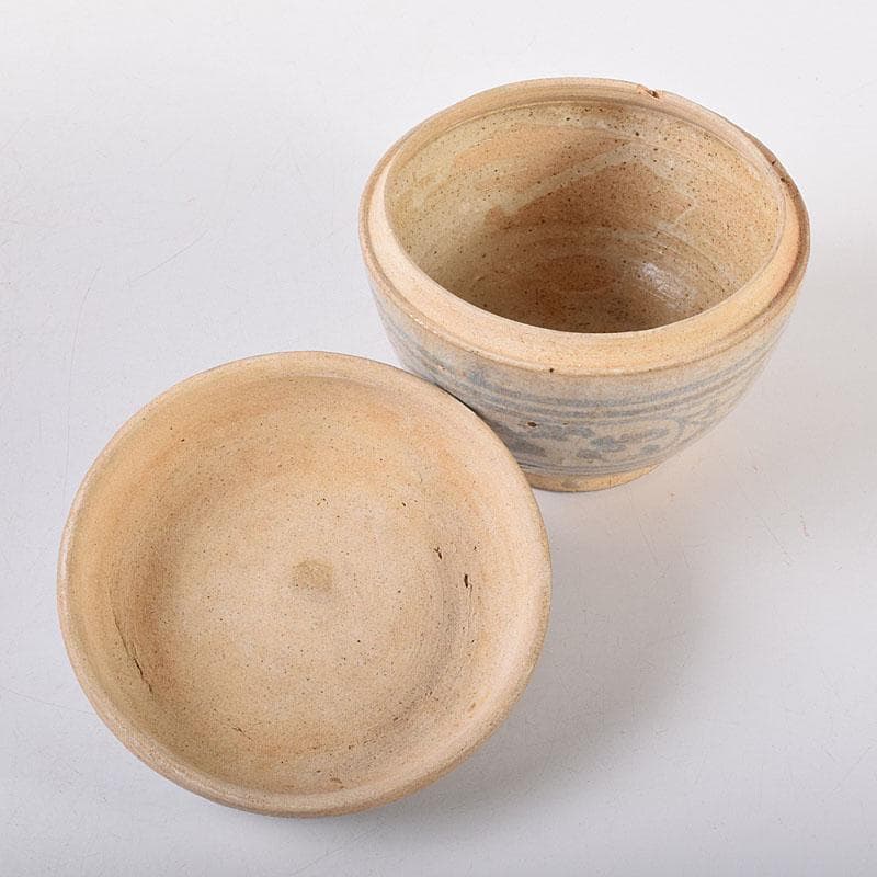 タイ古陶磁　スンコロク　宋胡録　蓋物　三彩亭　硲伊之助極め箱　M　R7936