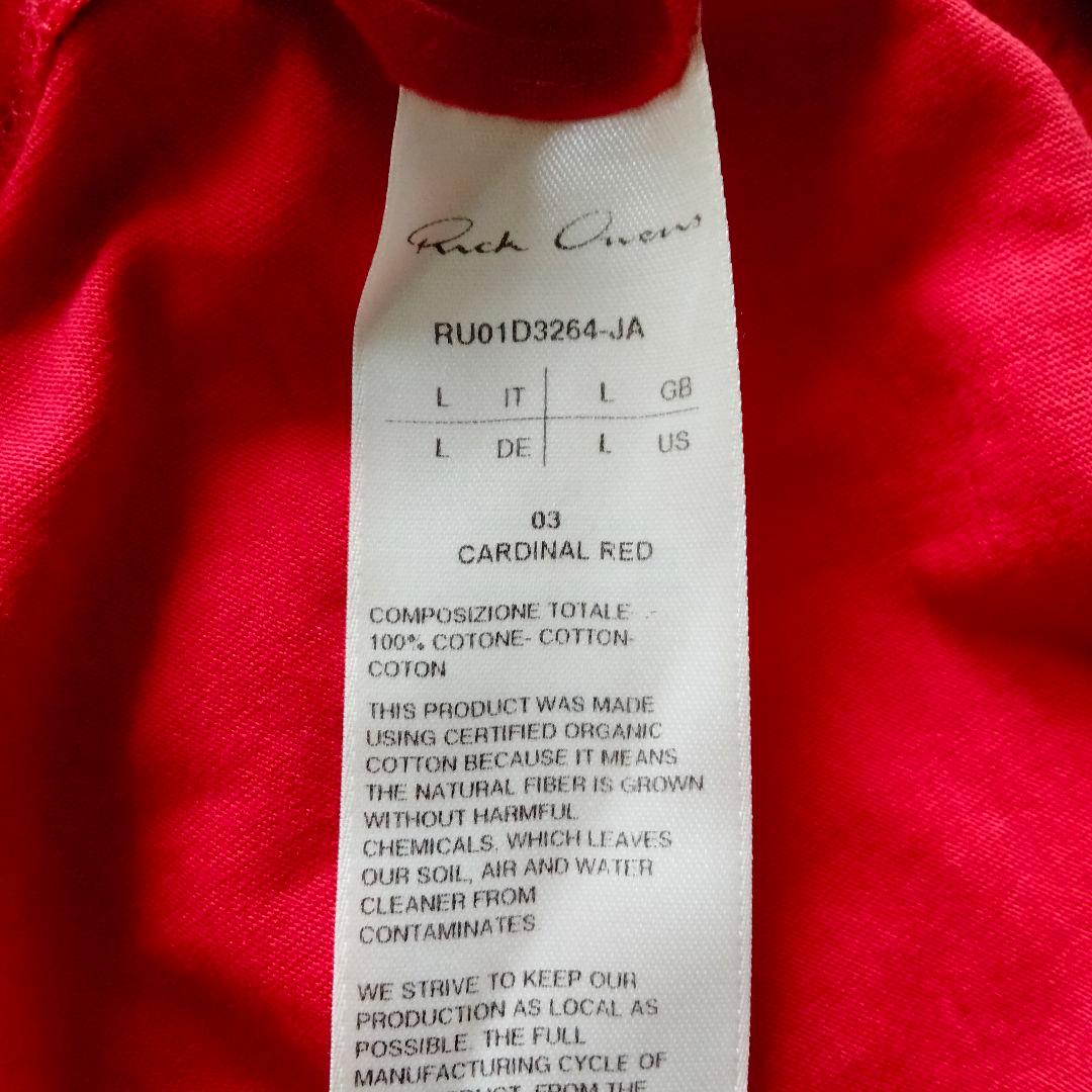 リックオウエンス【美品】Tシャツ　Ｌサイズ　RICK OWENS　赤