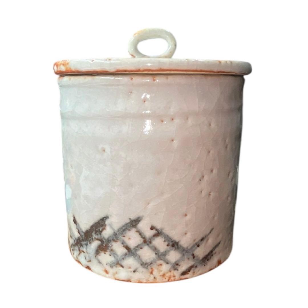 志野焼 水指 水埜古麦 作 共箱付き 茶道具