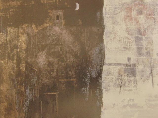 松倉茂比古、【夜の中へ（ANTICOLI)】、希少な額装用画集より、新品額装付