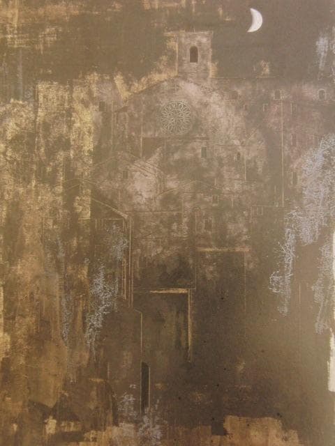 松倉茂比古、【夜の中へ（ANTICOLI)】、希少な額装用画集より、新品額装付