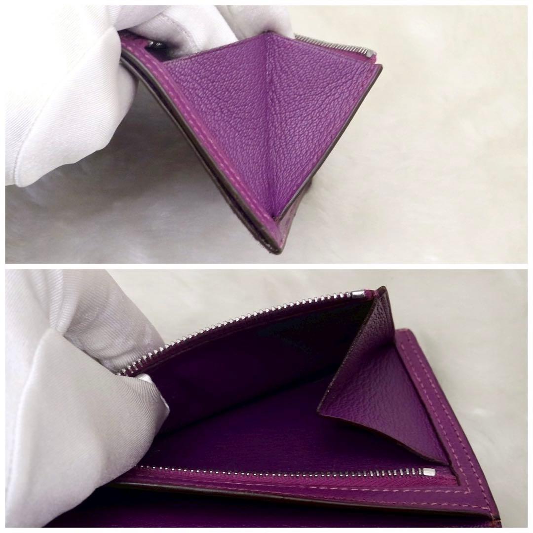 ✨新品同様✨HERMESベアンコンパクトリザード❤️二折財布♪パープル