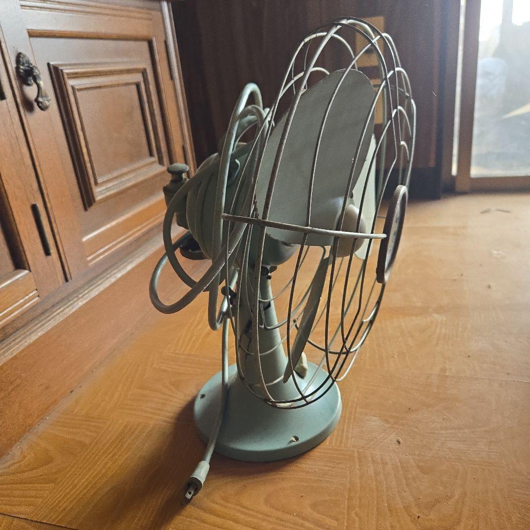 レトロ 青緑 家庭用扇風機 3枚羽