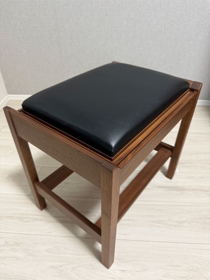 スツールとサイドテーブルの2WAY天然木ウォールナット ソフトレザー 日本製