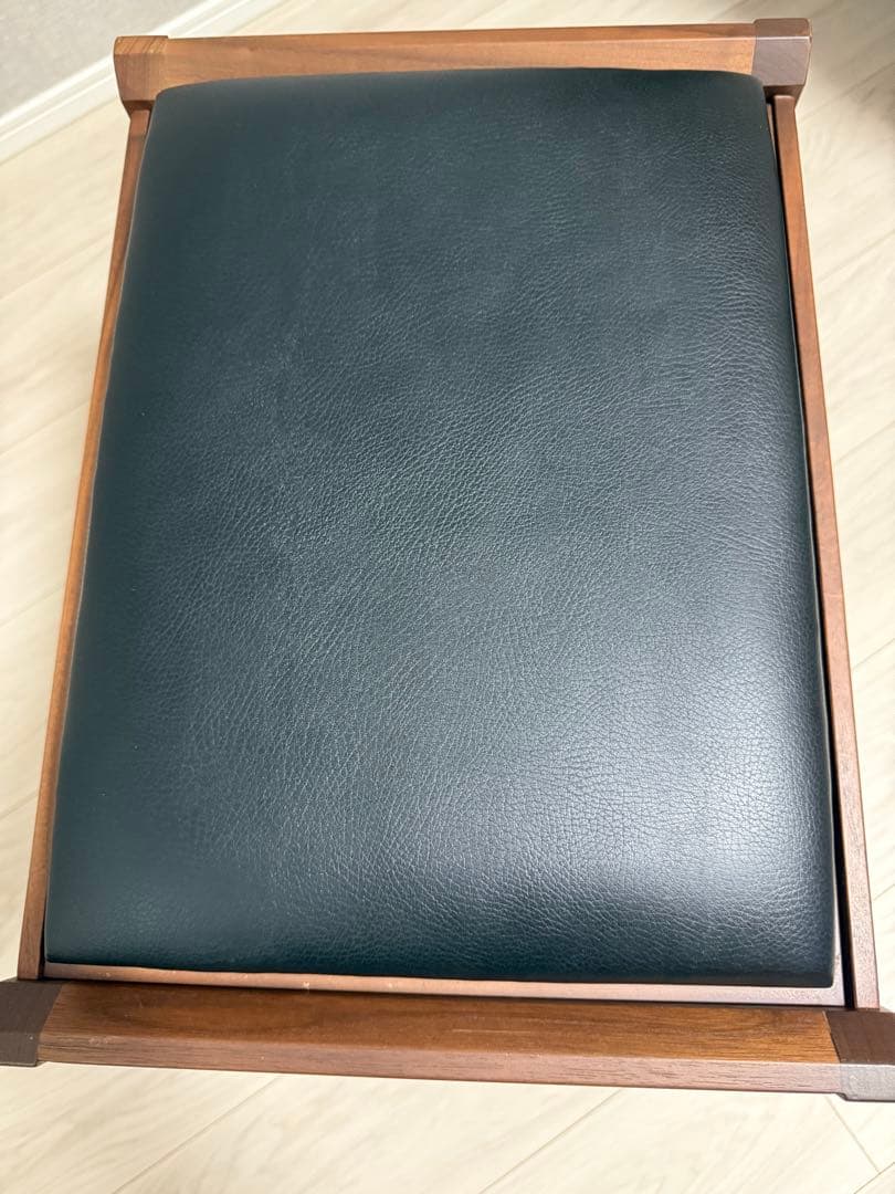 スツールとサイドテーブルの2WAY天然木ウォールナット ソフトレザー 日本製