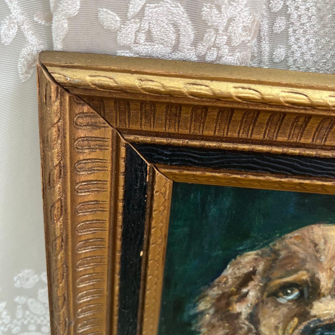 アンティークの犬の油彩画 ＊油絵