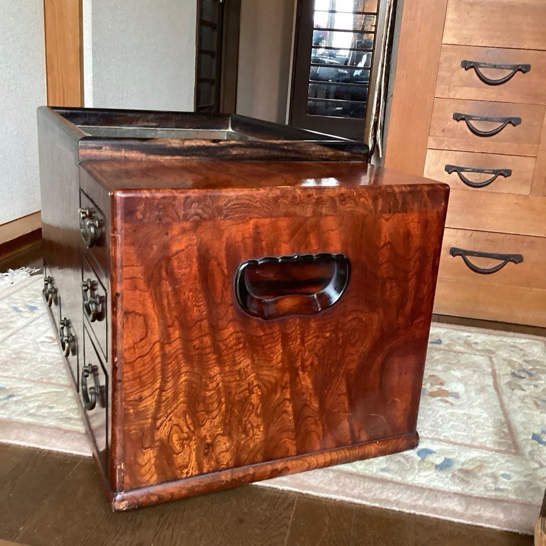 江戸火鉢　長火鉢　関東火鉢　欅　玉杢　銘木　（特注五徳付）