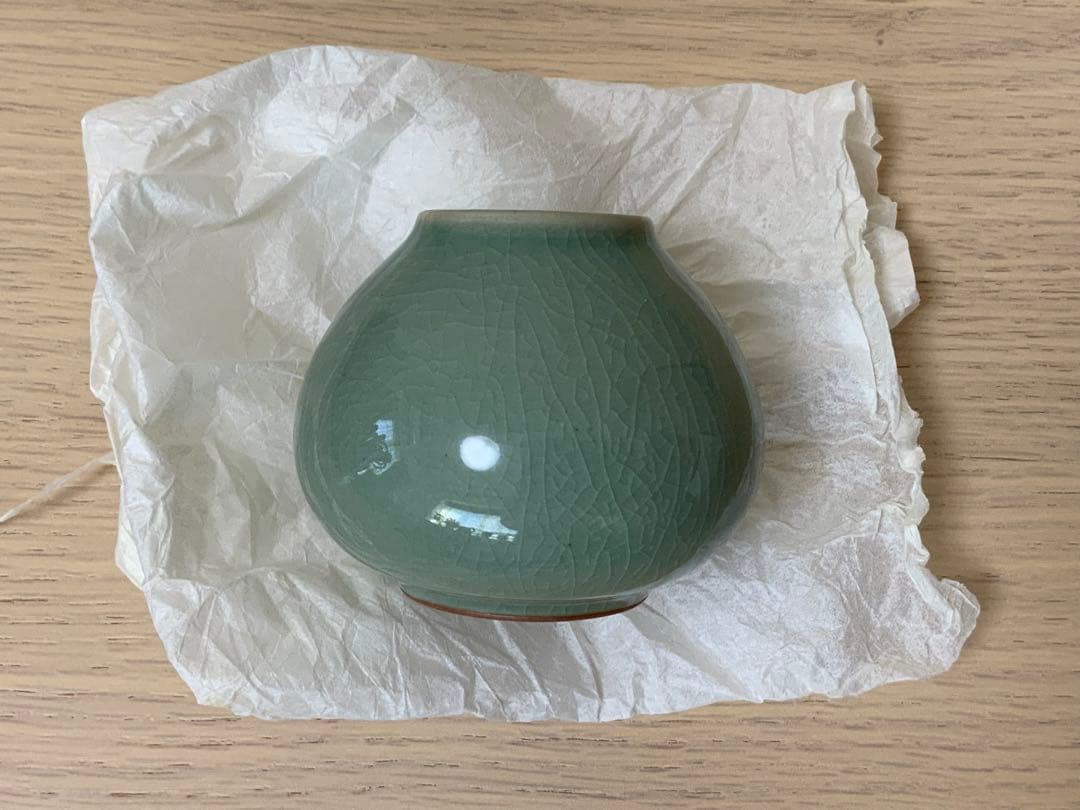 茶道具 青磁 茶入れ 名物裂 十色間道 茄子茶入れ