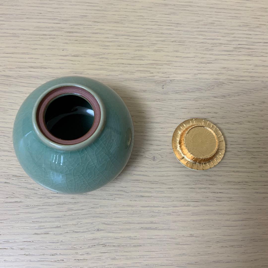 茶道具 青磁 茶入れ 名物裂 十色間道 茄子茶入れ