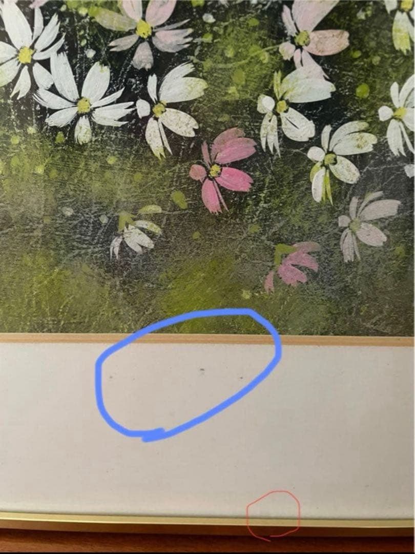 絵画　荒木幸史　肉筆画　1980年代　コスモス　ヴィンテージ　50㎝×50㎝