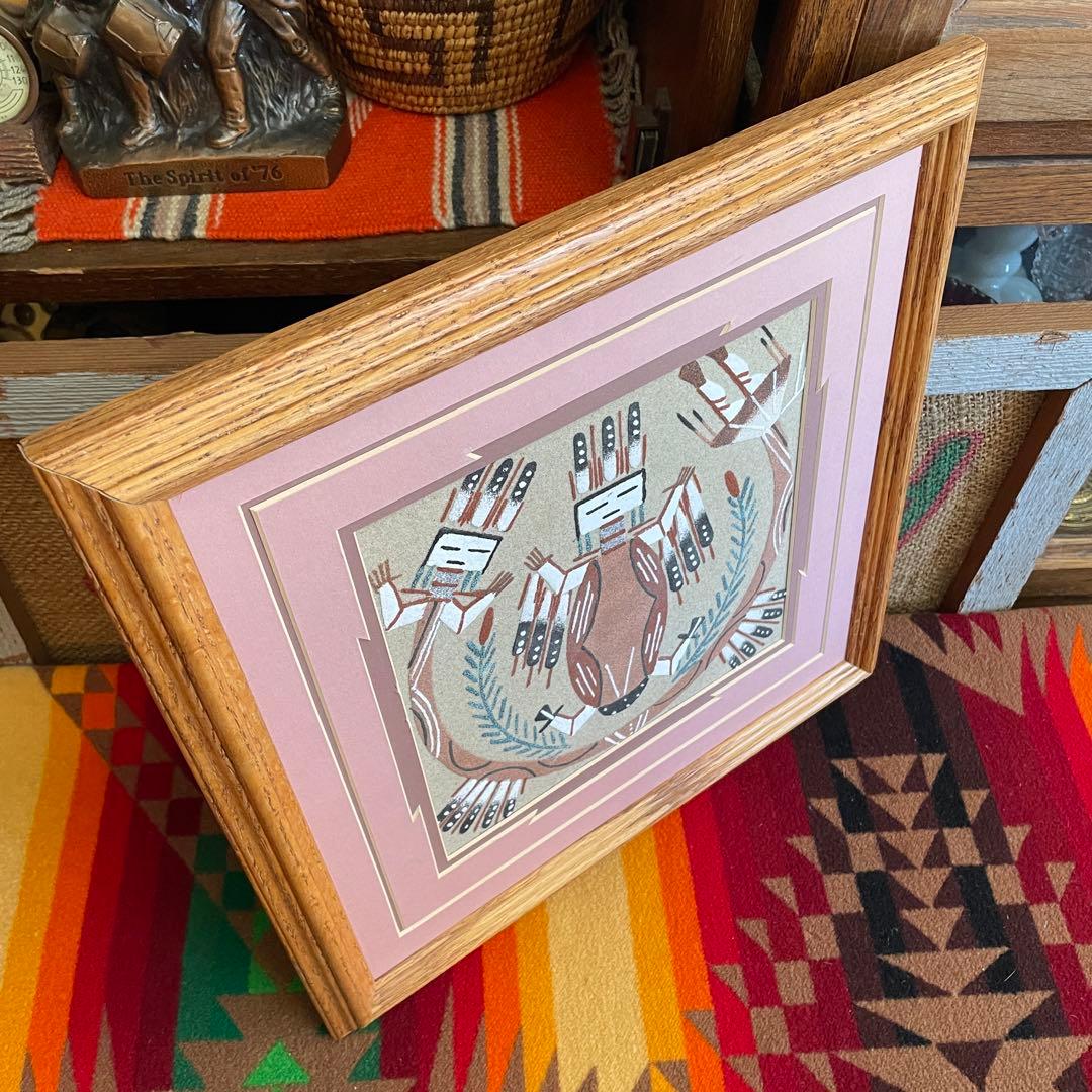 ネイティブアメリカン　ナバホ族サンドペイント砂絵USAヴィンテージnavajo