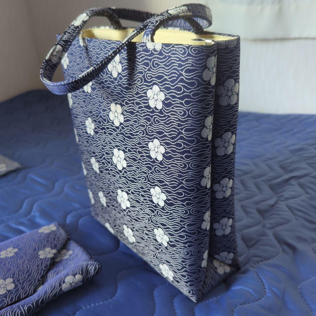 古田織部好み裂文 織部緞子 バッグ 数寄屋袋 手拭い