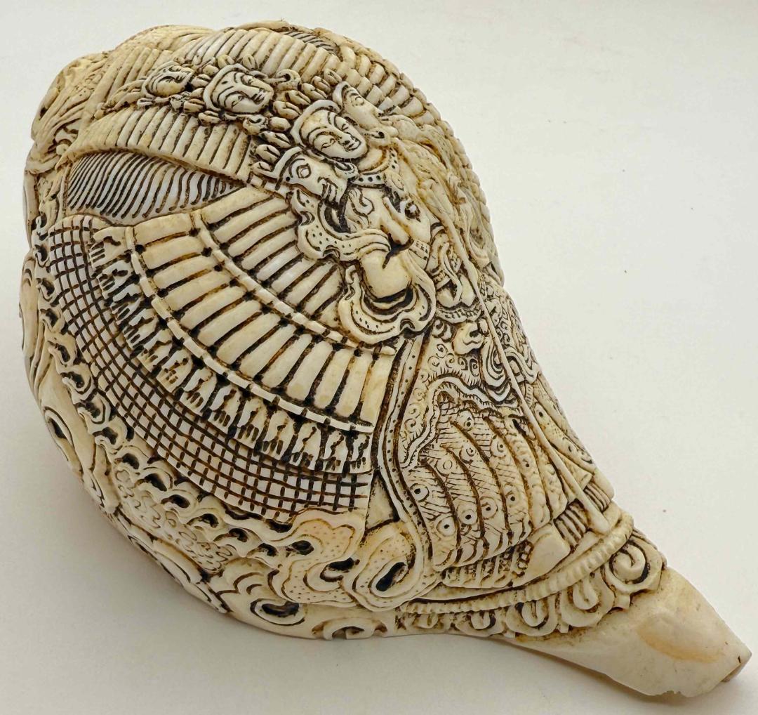 ◆チベット密教法具　法螺貝（シャンカ）白傘蓋仏頂（シタータパトロ）