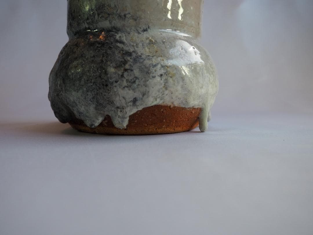 14代坂田泥華造『萩灰被耳付花入』（共箱）山口県指定無形文化財