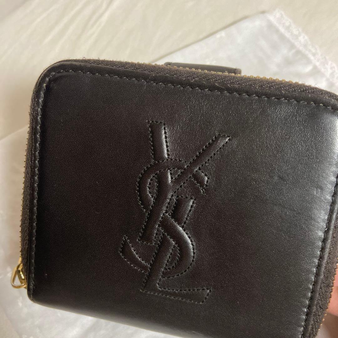 週末限定お値段　イヴサンローラン　2つ折り財布ダークブラウン