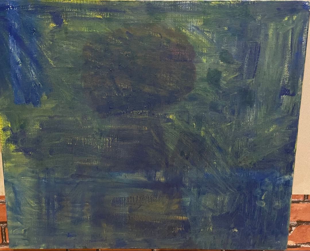 抽象画 青系の油彩画