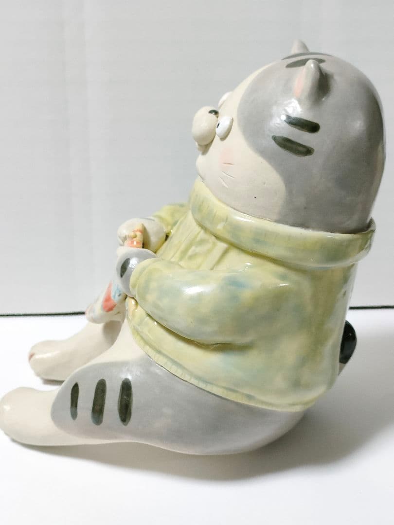 浜野陽子　陶芸　陶人形 手作り 猫　15ｃｍ