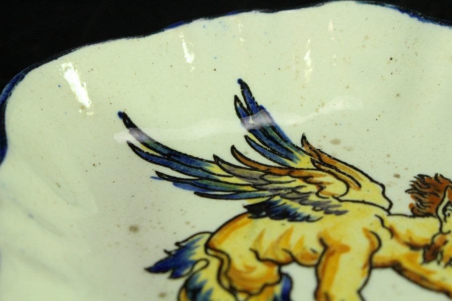 西洋骨董 阿蘭陀 菱皿 一対 時代物(K-A394)