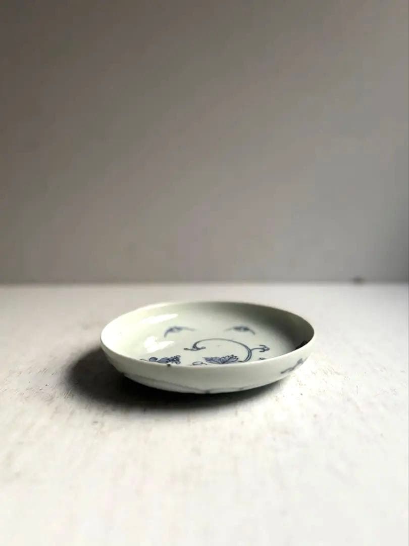 【ぷくぷく様リクエスト】骨董 アンティーク 古伊万里 コウモリと花図線描皿 3枚