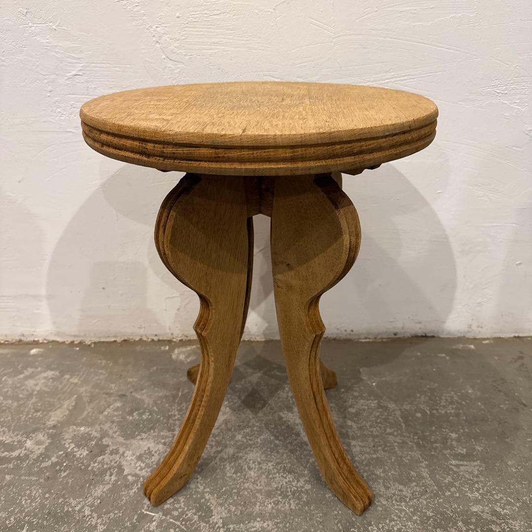 ヴィンテージ　サイドテーブル　剥離　ラウンド　花台