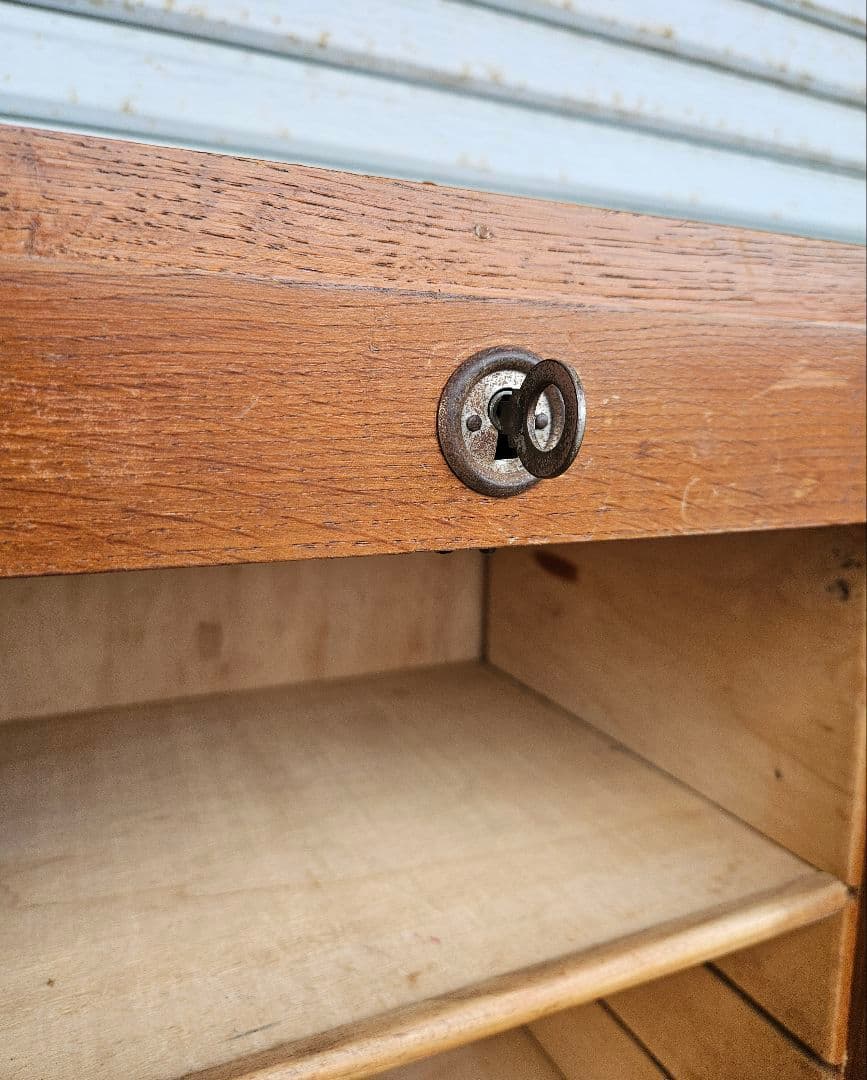 フランスアンティーク 蛇腹のファイルキャビネット 木製 飾り棚 下駄箱