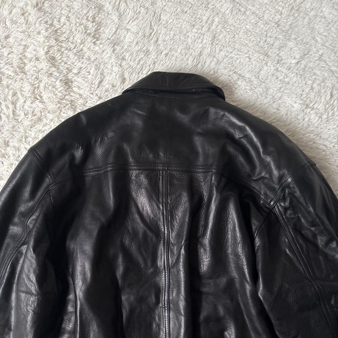 美品【ジャパンピンデージ】LANCEL シングルライダースＬ　黒　ラムレザー