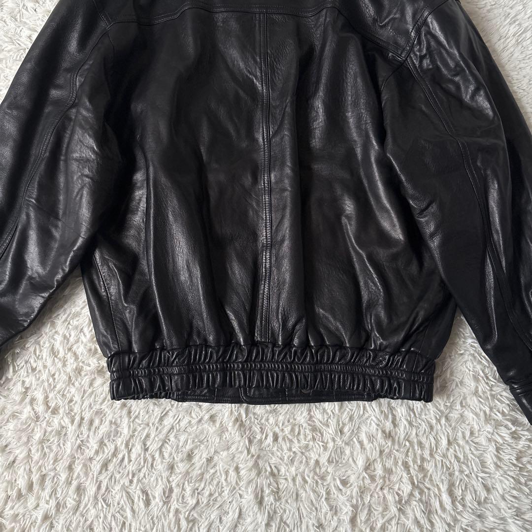 美品【ジャパンピンデージ】LANCEL シングルライダースＬ　黒　ラムレザー