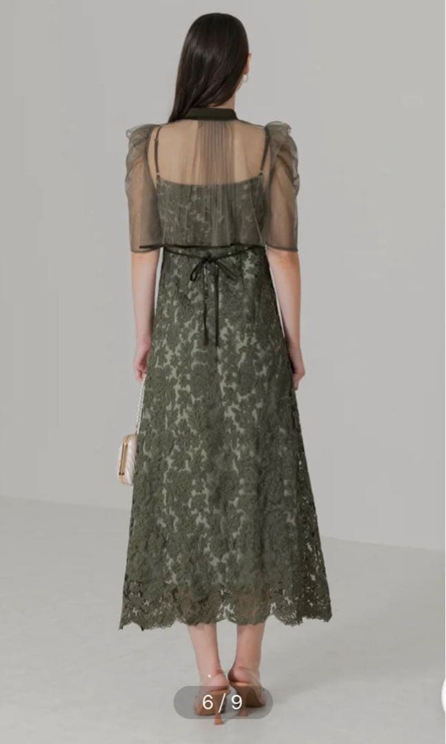 leja ドレス レース オケージョン グリーン シースルー