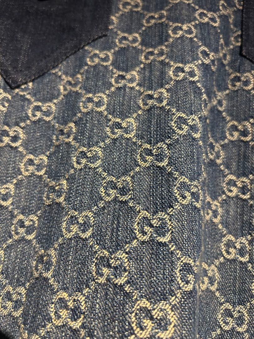 GUCCI デニム　インディゴ　スカート グッチ 台形 ロゴスカートGG柄