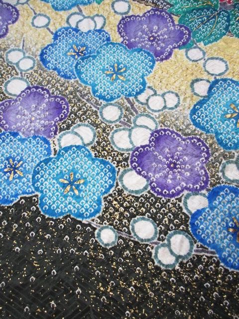 美品！絞り＊花車＊金彩＊ラグジュアリー＊振袖＊トールサイズ＊１６８ｃｍ＊裄６８