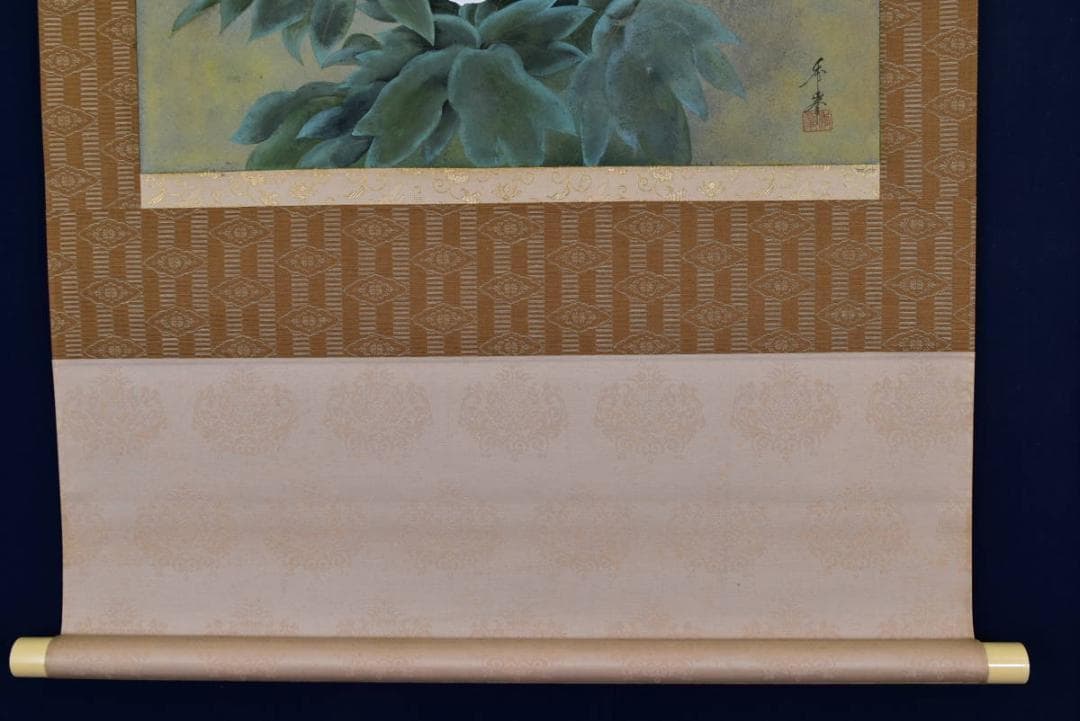 【真作】秀峯/牡丹図/掛軸☆宝船☆AB-72