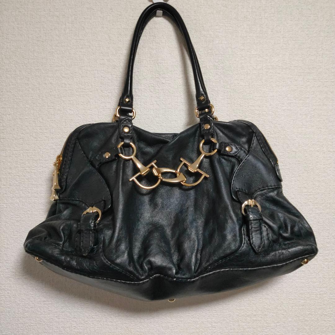 新宿高島屋購入 ホースビット ハンドバッグ レザー 黒