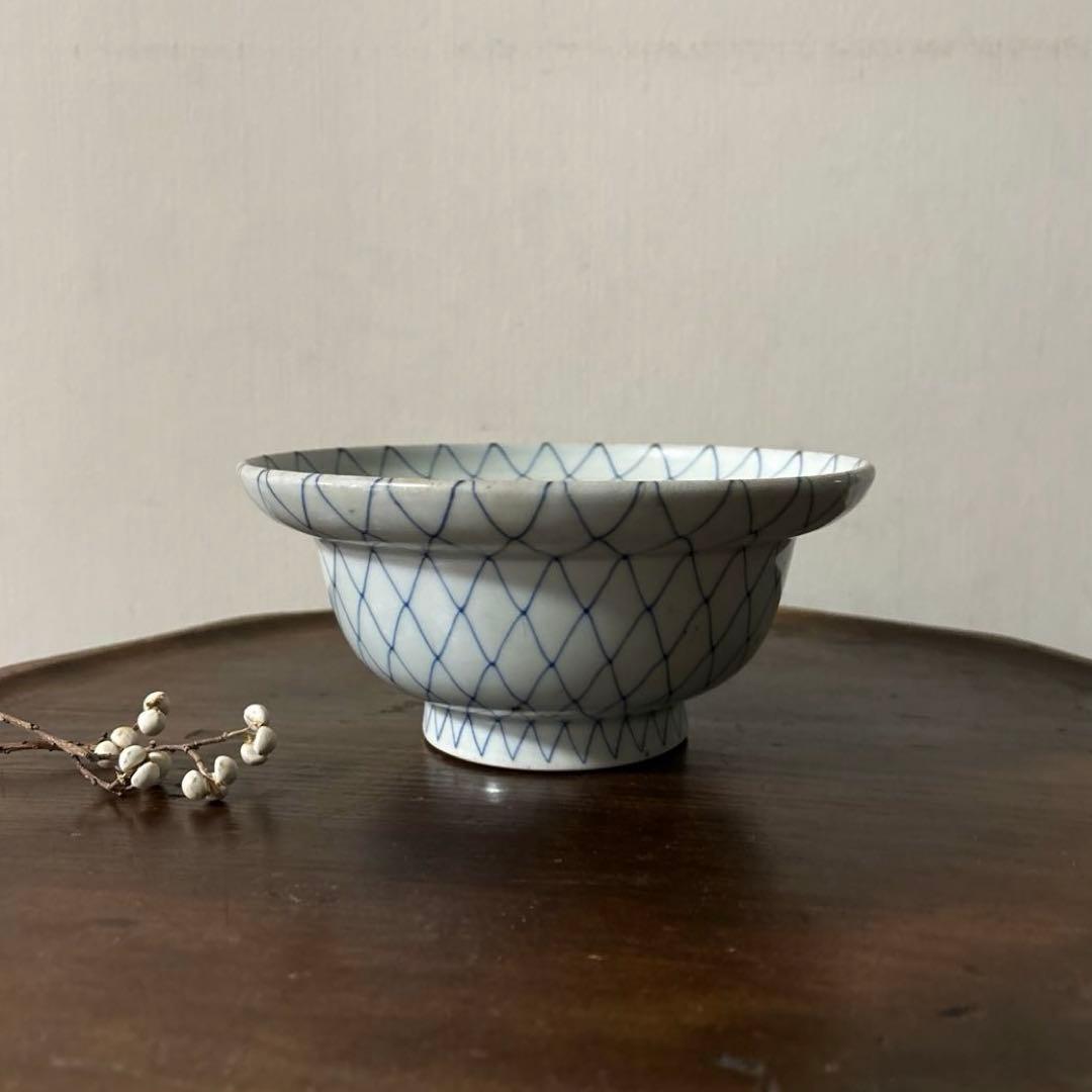 古伊万里網目文　染付鉢1点　江戸時代　骨董　アンティーク　白磁　検:李朝