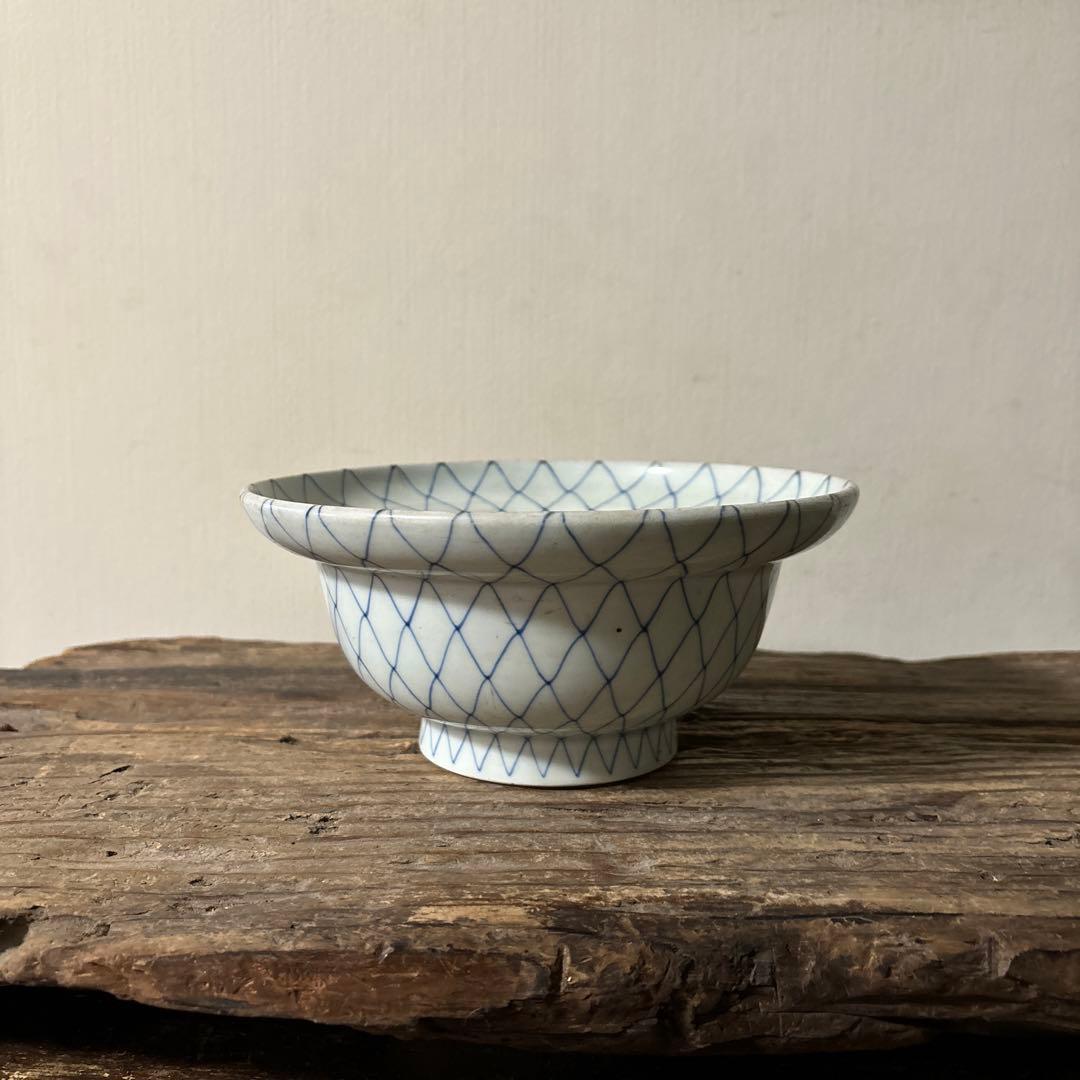 古伊万里網目文　染付鉢1点　江戸時代　骨董　アンティーク　白磁　検:李朝