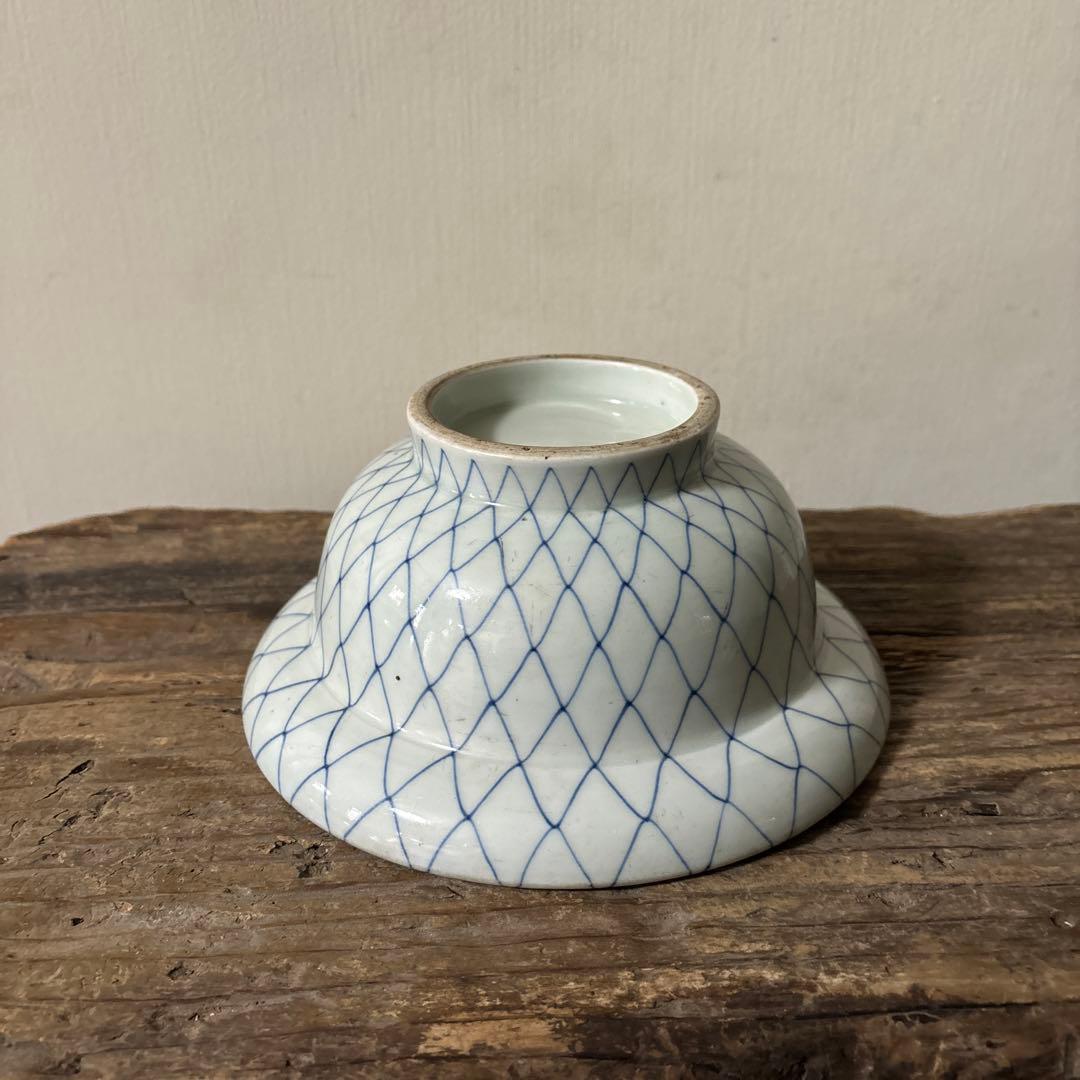 古伊万里網目文　染付鉢1点　江戸時代　骨董　アンティーク　白磁　検:李朝