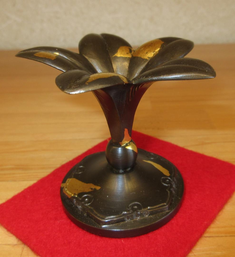 送料込【逢絢亭】茶道具 蓋置 唐銅 砂張 衝羽根の形 黒瀬宗康 共箱入り