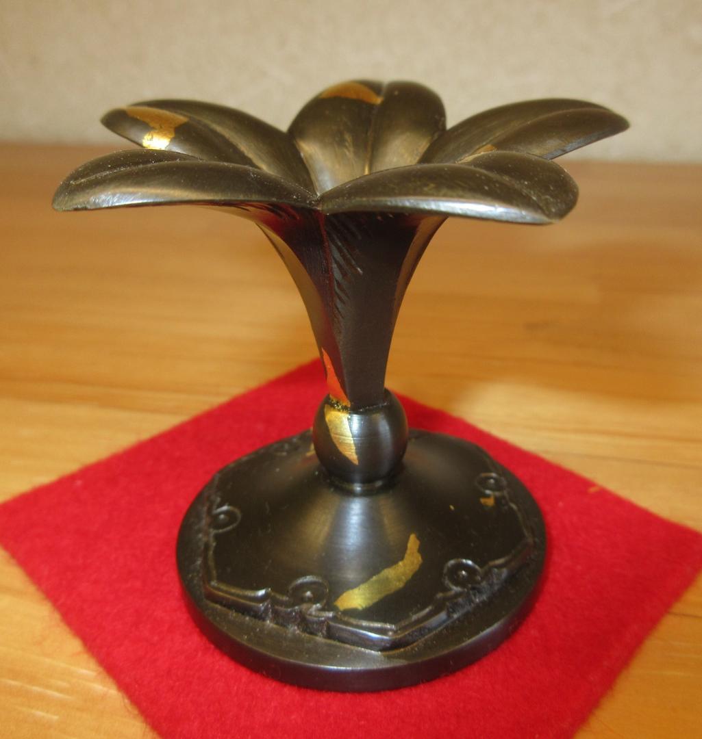 送料込【逢絢亭】茶道具 蓋置 唐銅 砂張 衝羽根の形 黒瀬宗康 共箱入り